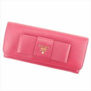 Prada Wallet Purse Long Wallet Pink Leather Woman… - image 1